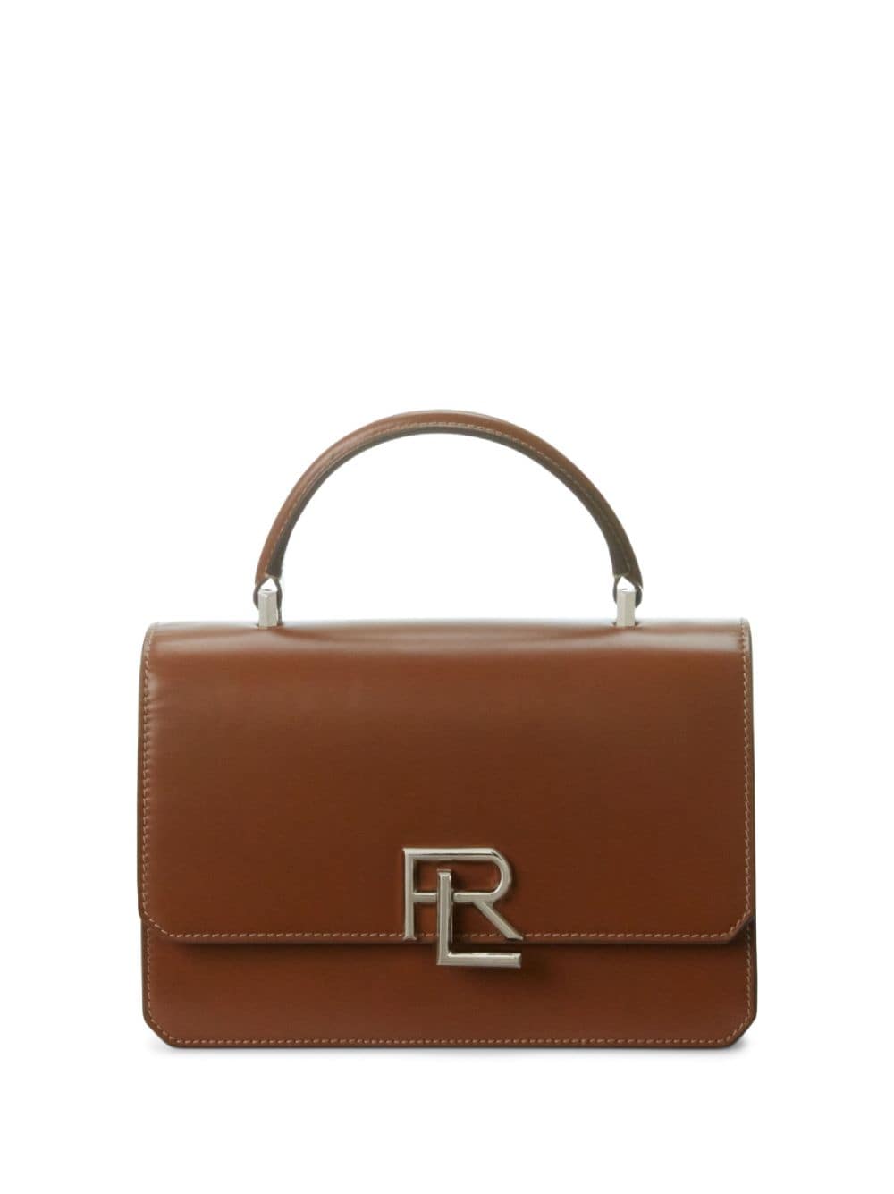 Ralph Lauren Logo-plaque Leather Crossbody Bag In Brown