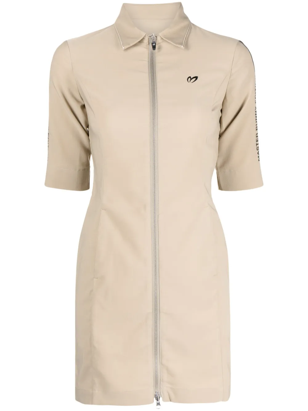 Master Bunny Edition Zip-up Short-sleeve Minidress In Brown