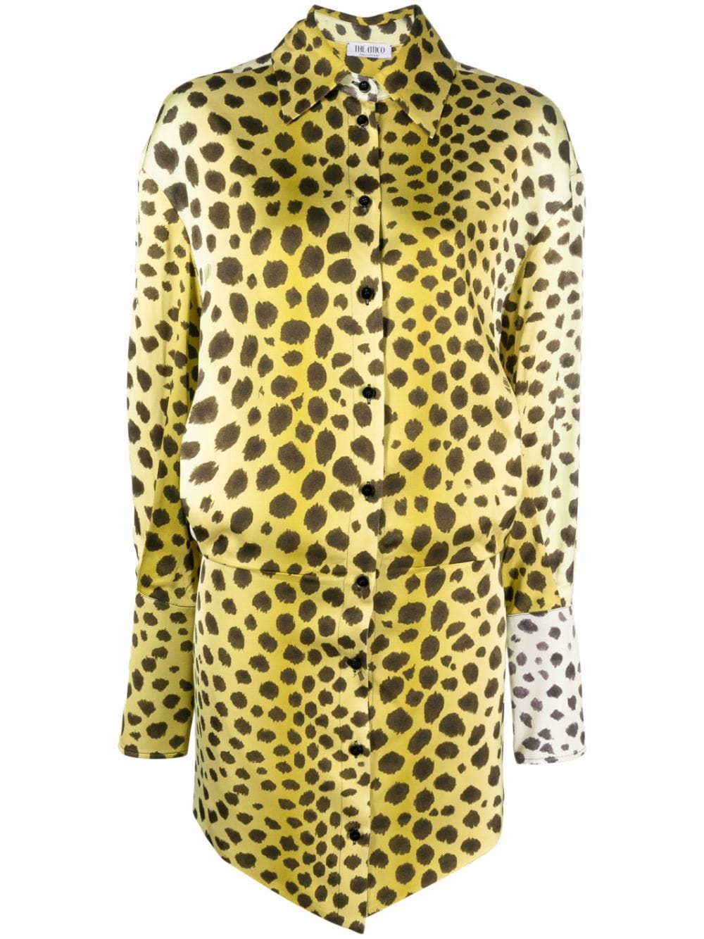 the attico robe-chemise à motif léopard - jaune