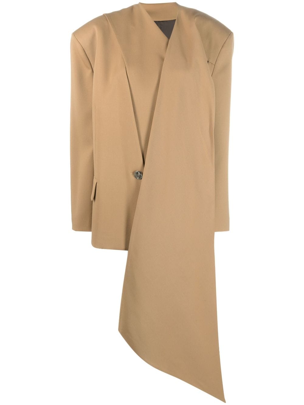 The Attico scarf-embellished single-breasted blazer - Neutrals