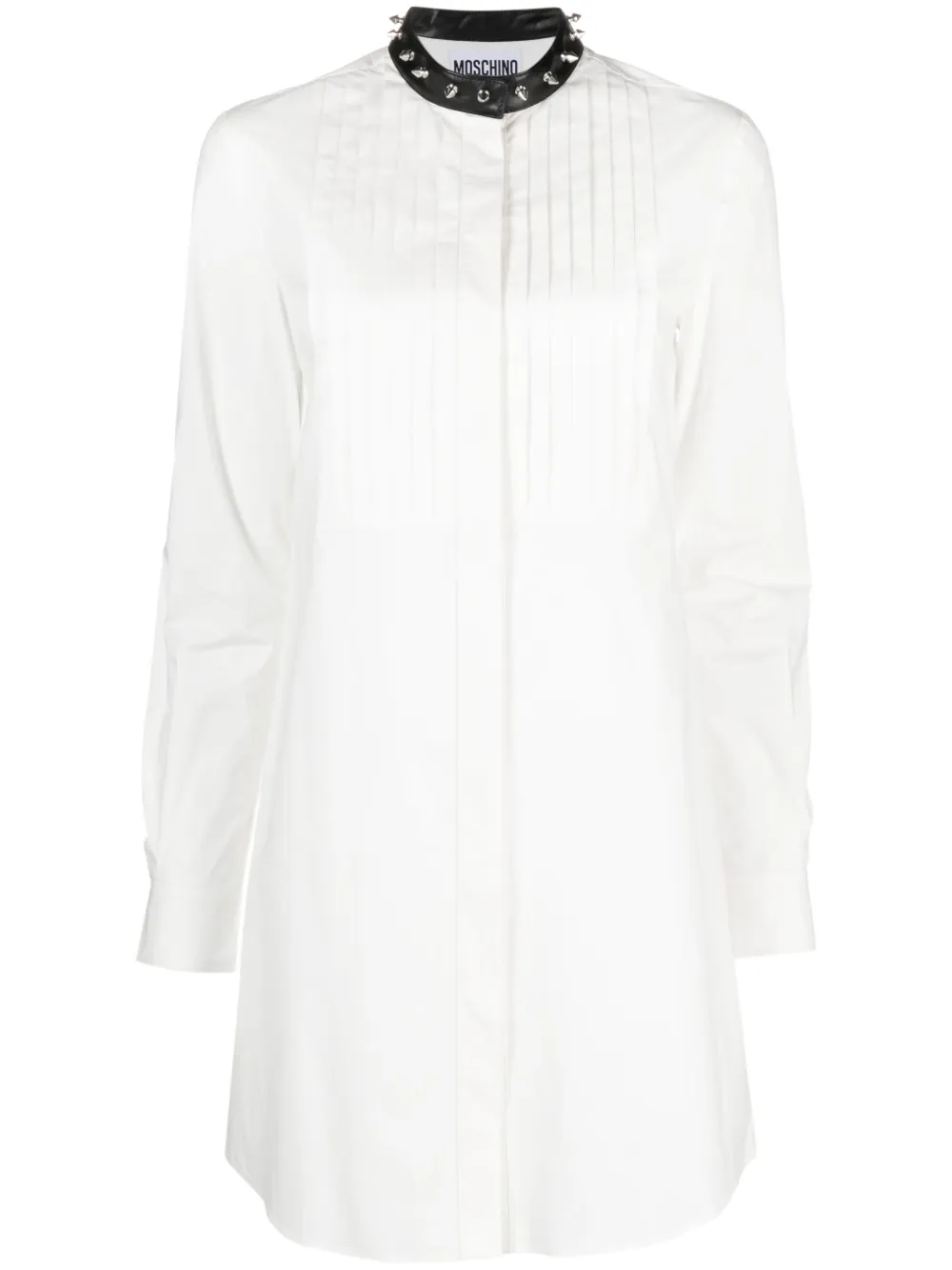 moschino mini robe-chemise à détails de clous - blanc