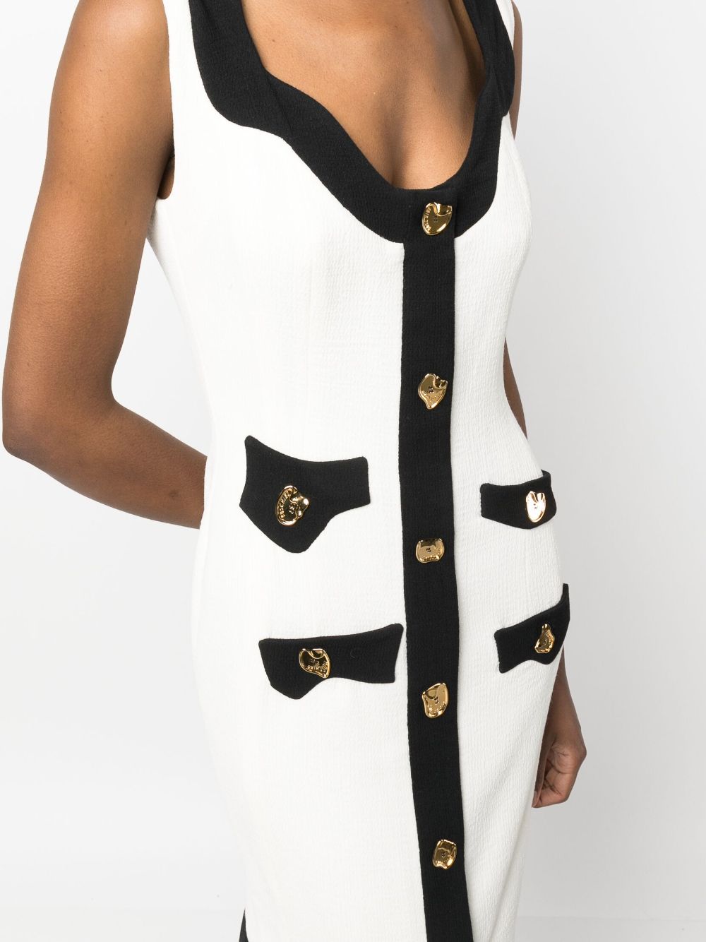 Shop Moschino Contrast-border Sleeveless Minidress In White