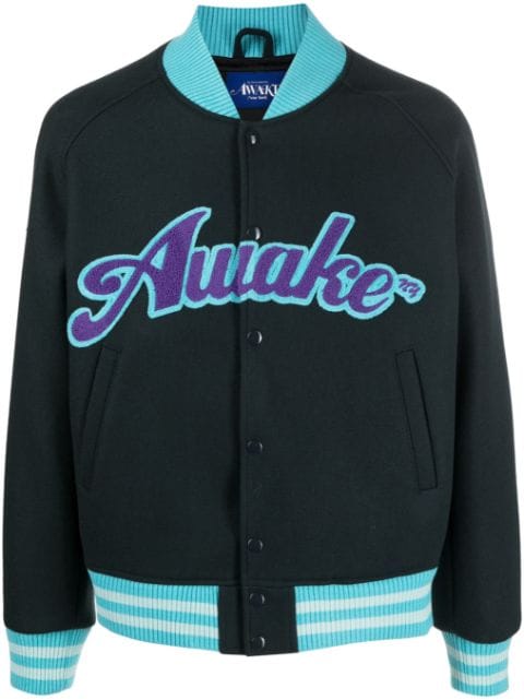 Awake NY logo-print wool-blend bomber jacket