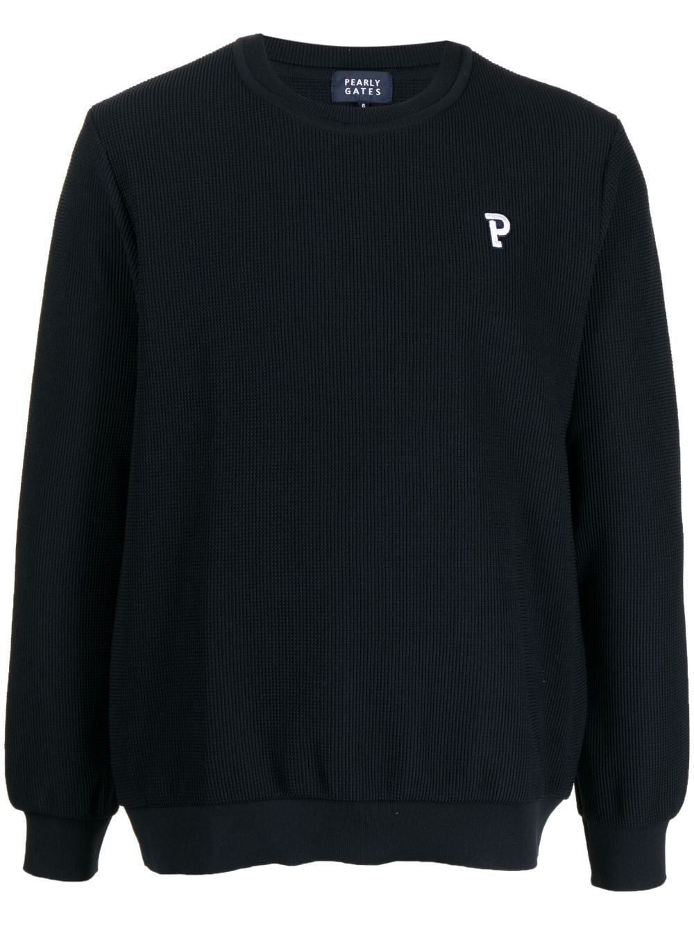 PEARLY GATES logo-patch crew neck sweater - Black