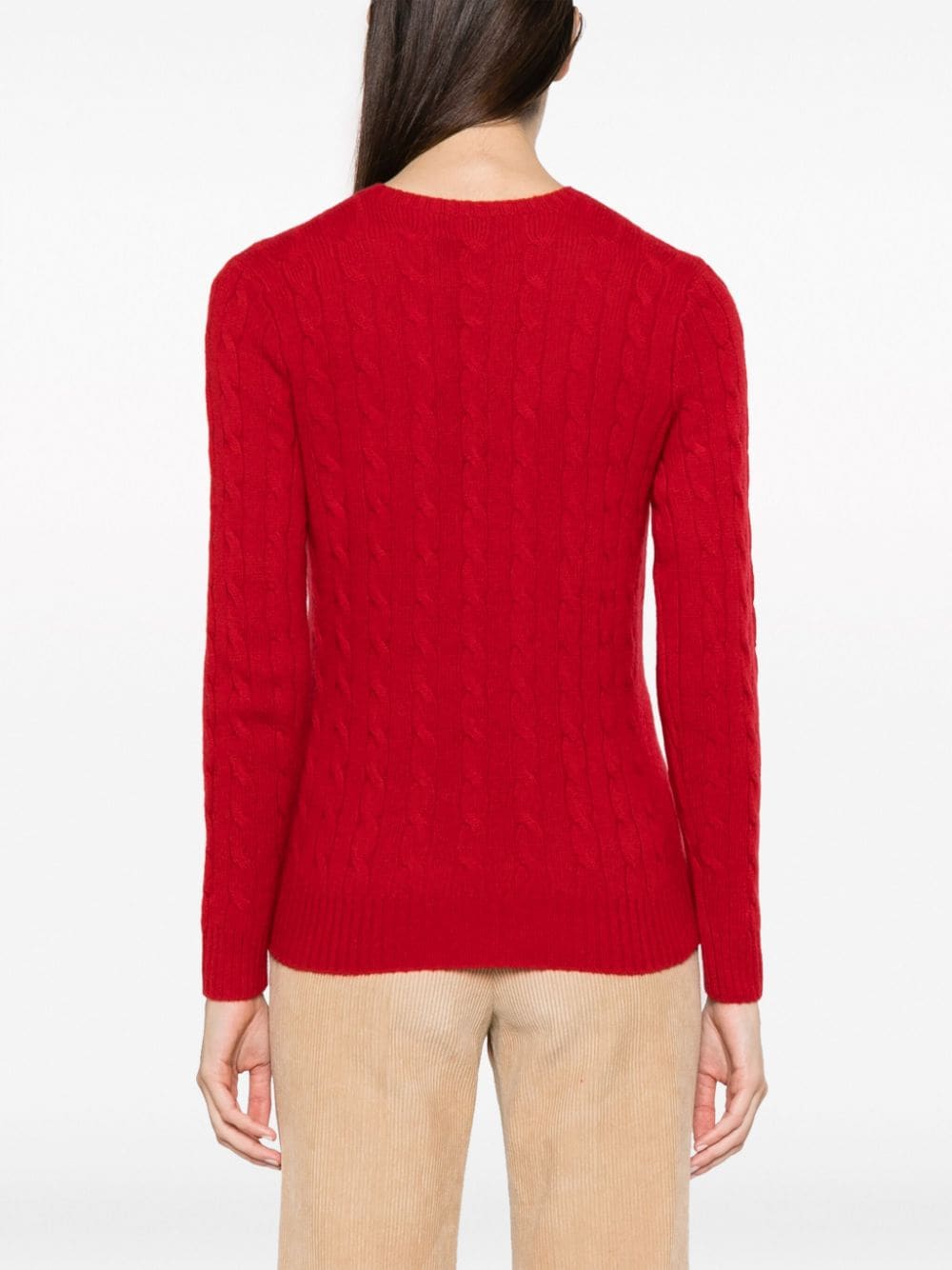 Shop Polo Ralph Lauren Julianna Cable-knit Jumper In Red