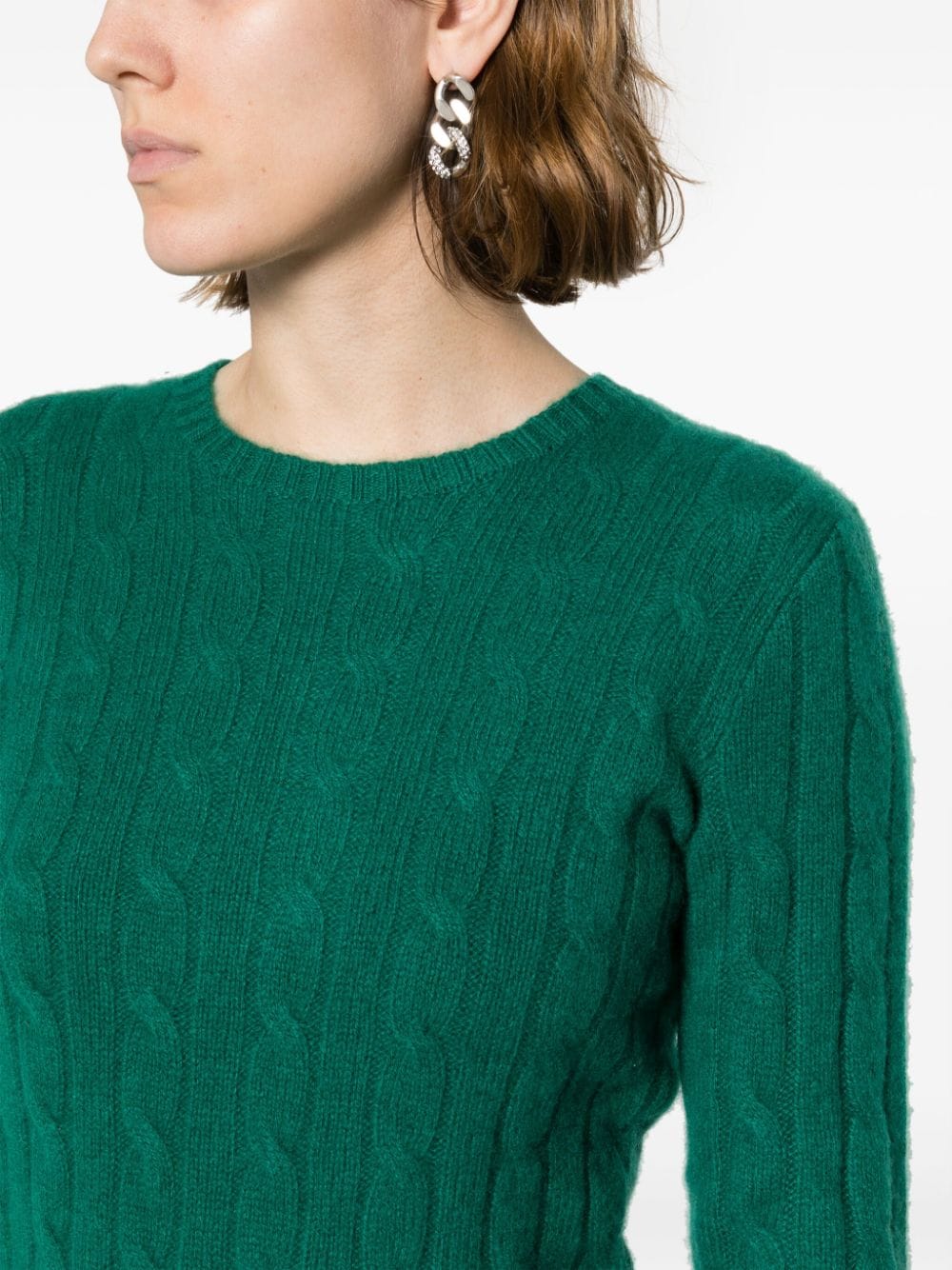 Shop Polo Ralph Lauren Julianna Cable-knit Cashmere Jumper In Green