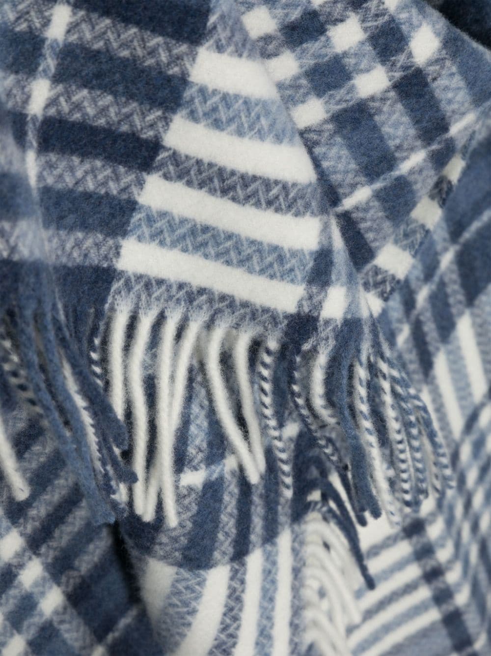 Shop Polo Ralph Lauren Herringbone-pattern Fringe-detailing Scarf In Blue