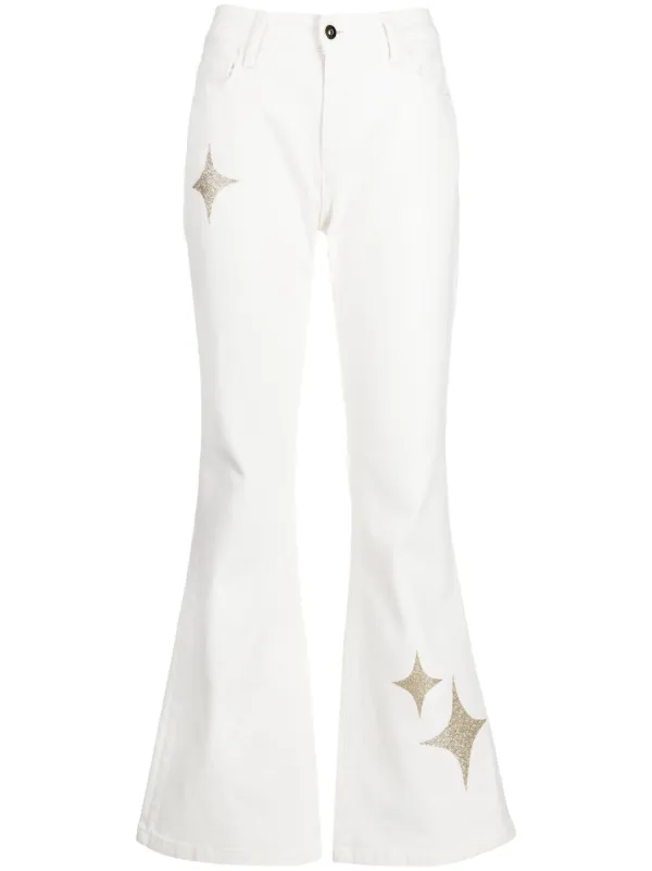 star-print high-rise Flared Jeans White FARFETCH IN