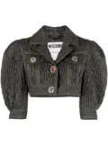 Moschino crystal-embellished butted cropped jacket - Black