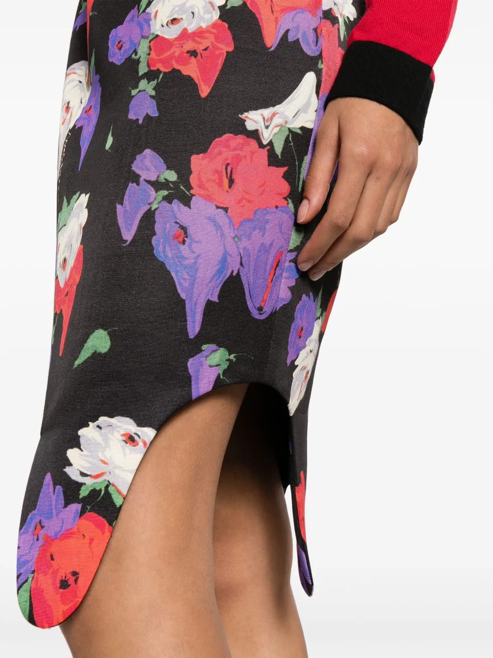Moschino Midi-rok met bloemenprint Zwart