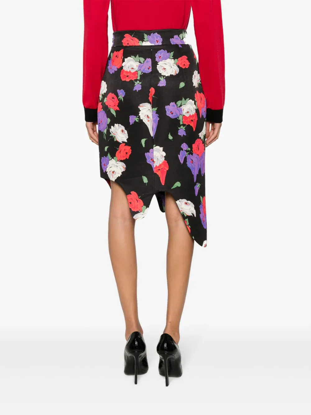 Moschino Midi-rok met bloemenprint Zwart