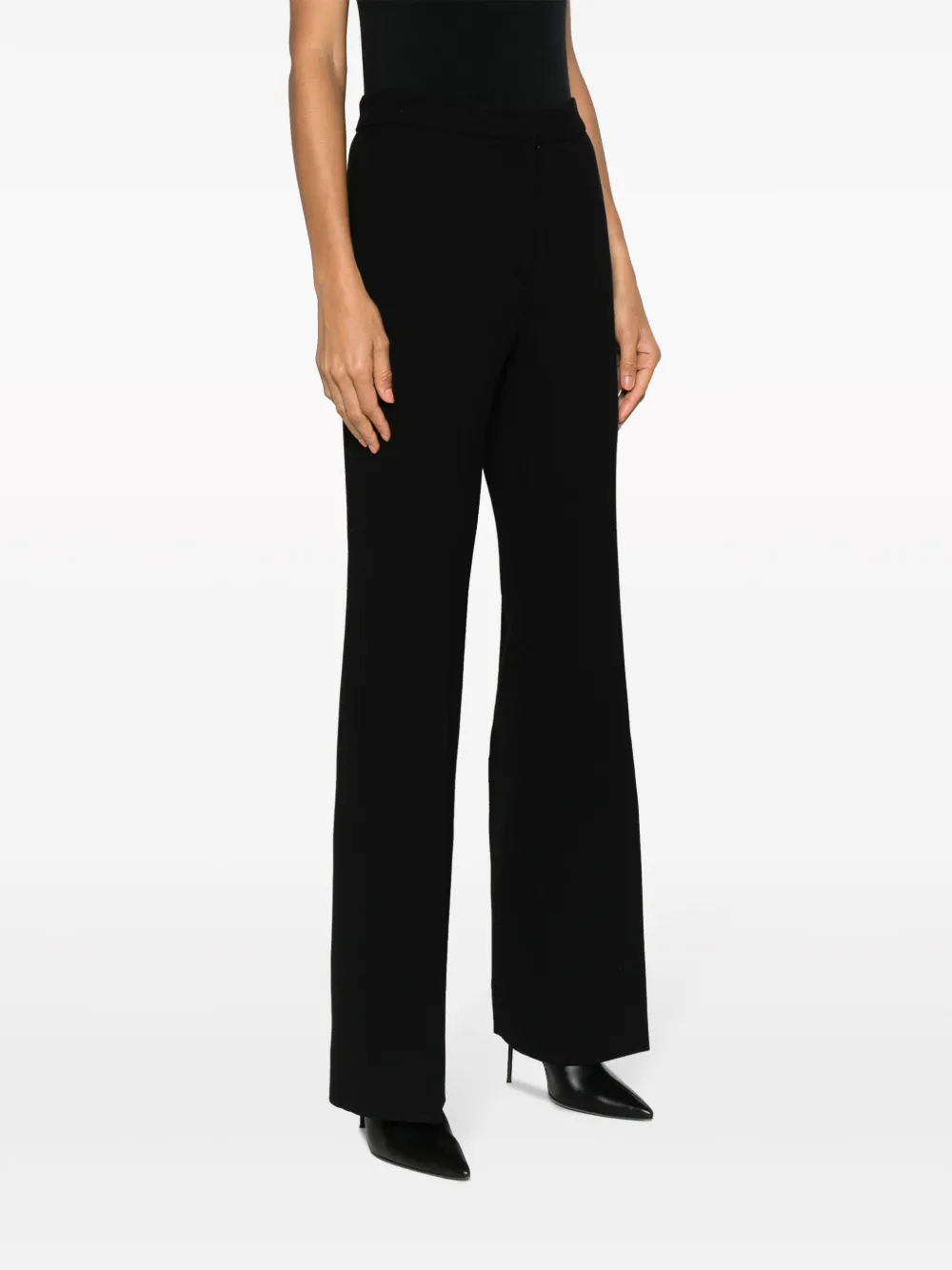 Shop Moschino High-waisted Flared Trousers In Black