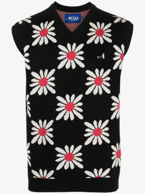 Awake NY floral-print knitted vest 