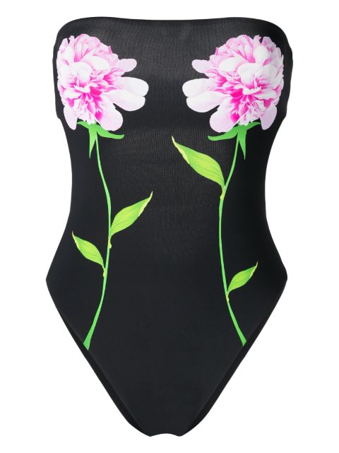 Cynthia Rowley floral-print strapless swimsuit