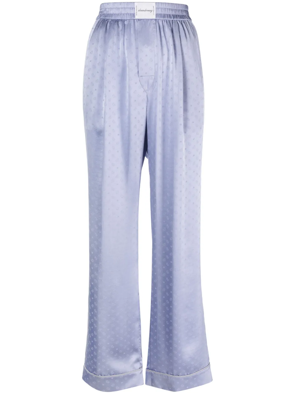 silk-jacquard wide-leg trousers