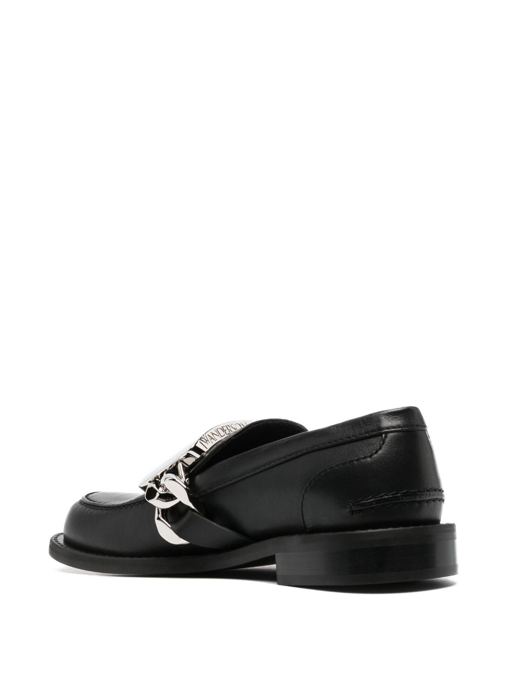 Shop Jw Anderson Logo-engraved Leather Loafers In Black