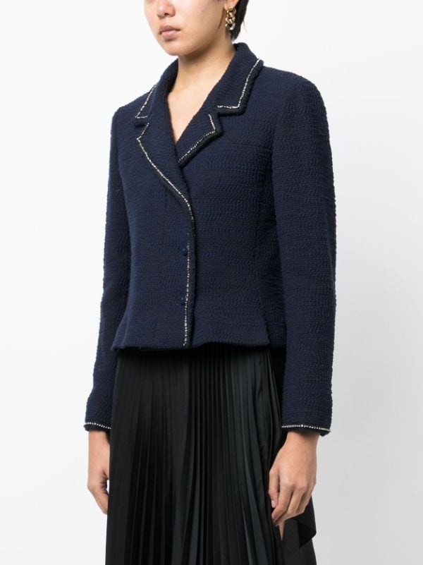 Chanel Pre-owned 2000 off-centre Fastening Tweed Jacket - Blue