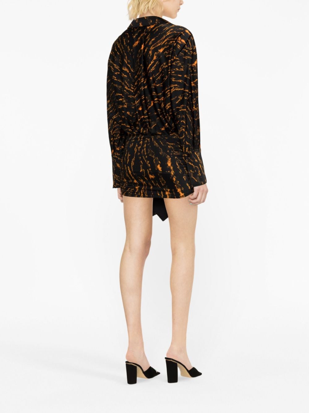 Shop Attico Abstract-patterned Shirt Dress In Black