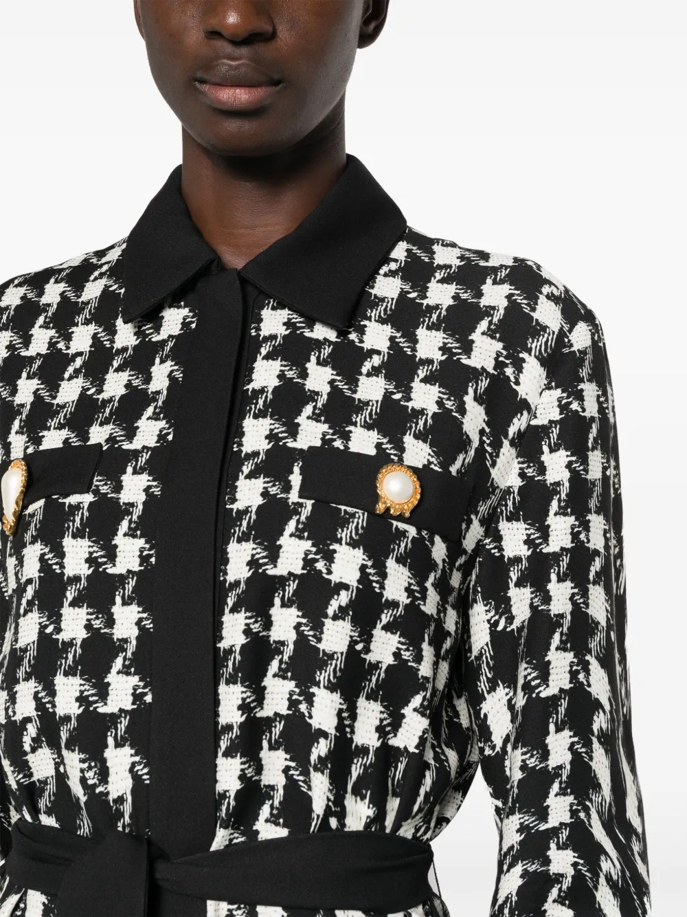 Moschino Blousejurk met pied-de-poule print Zwart