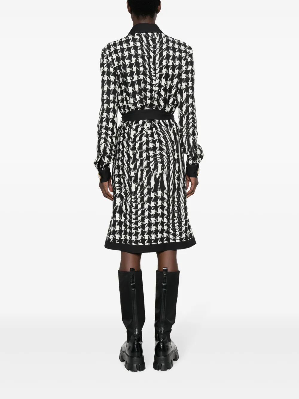 Moschino Blousejurk met pied-de-poule print Zwart