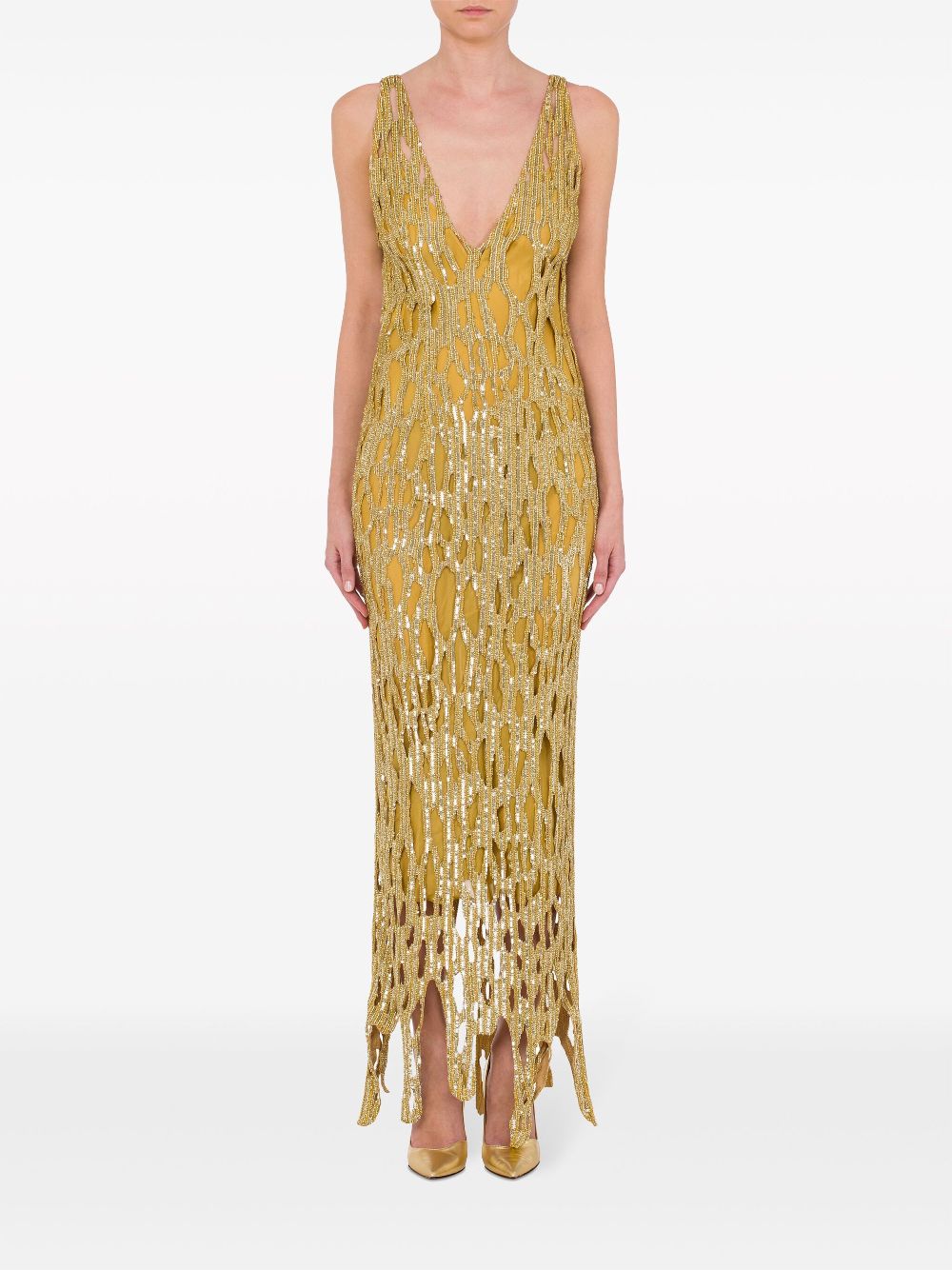 Moschino sequin-embellished sleeveless maxi dress - Goud