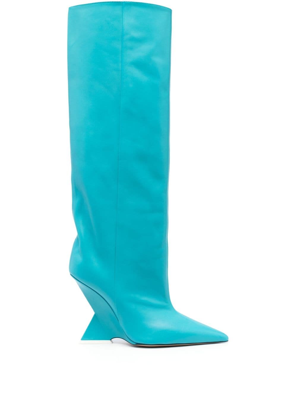 Attico Cheope Leather Knee-high Boots In Turquoise