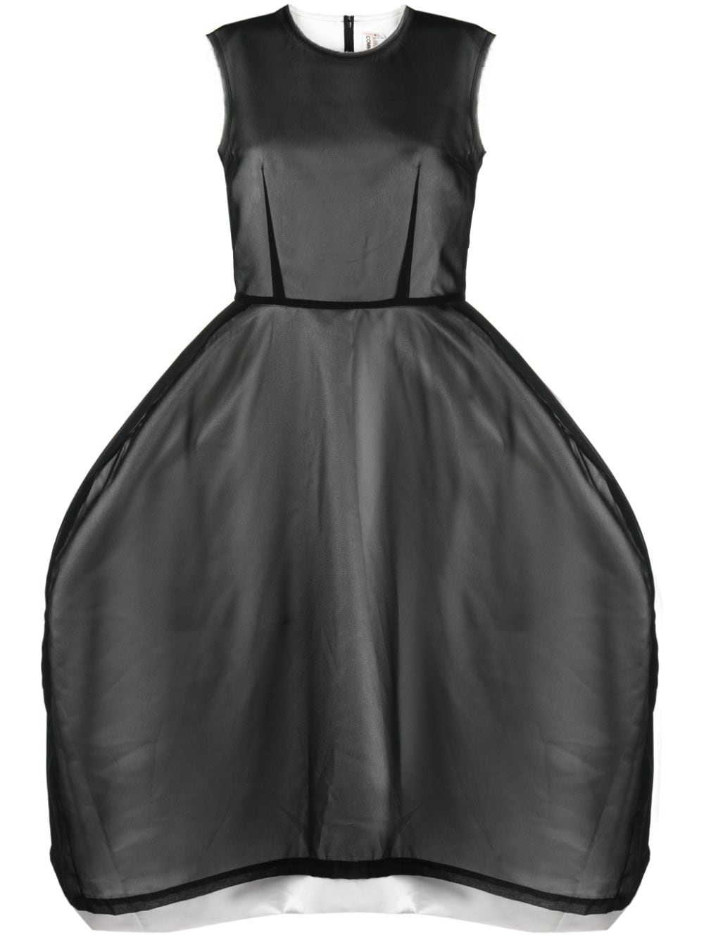 Shop Comme Des Garçons Voluminous-skirt Sheer-overlay Dress In Schwarz