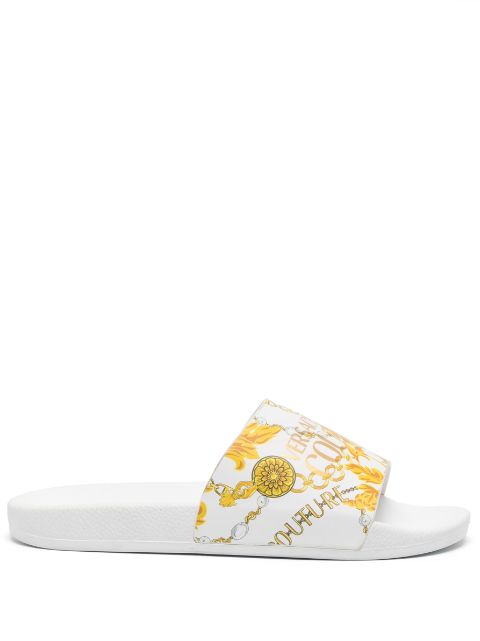 Versace Jeans Couture logo-print baroque-pattern slides