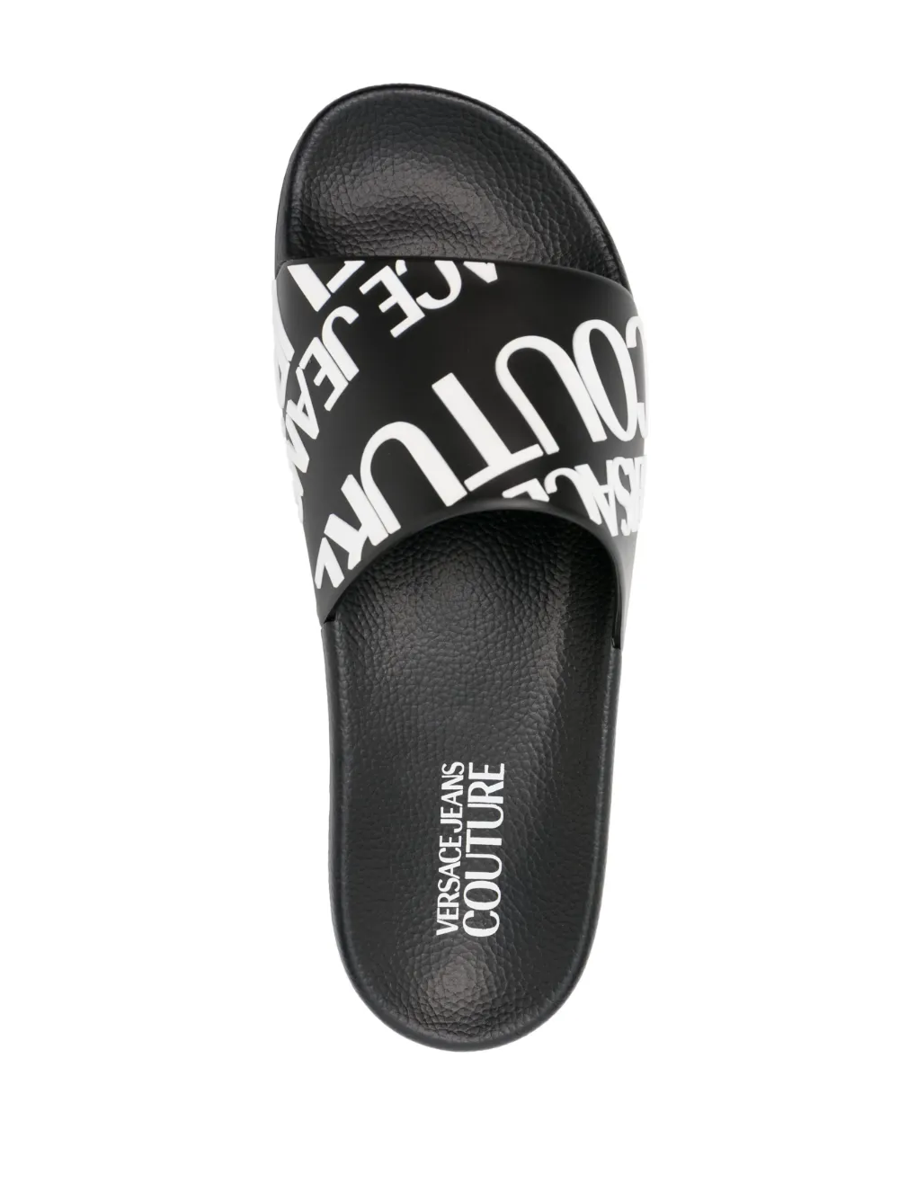 Shop Versace Jeans Couture Logo-print Slip-on Slides In Black