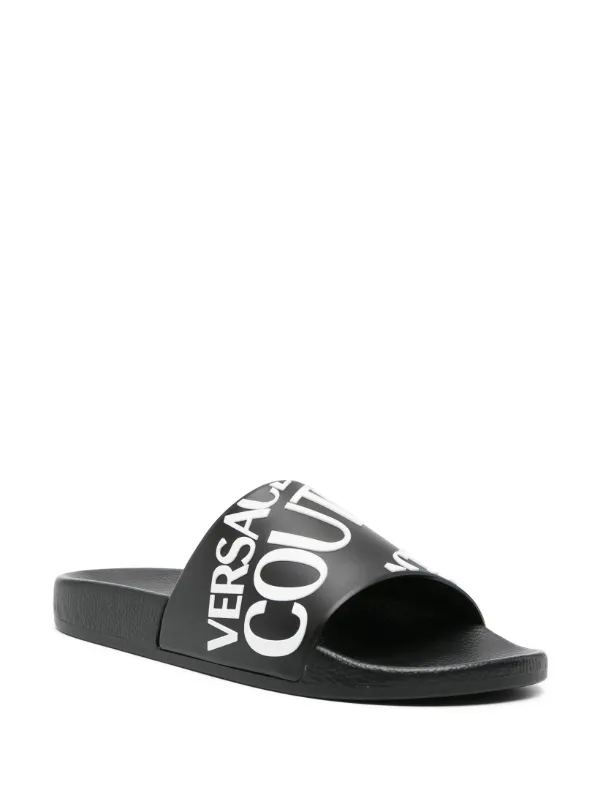 Versace Jeans Couture logo-print slip-on Slides | Black