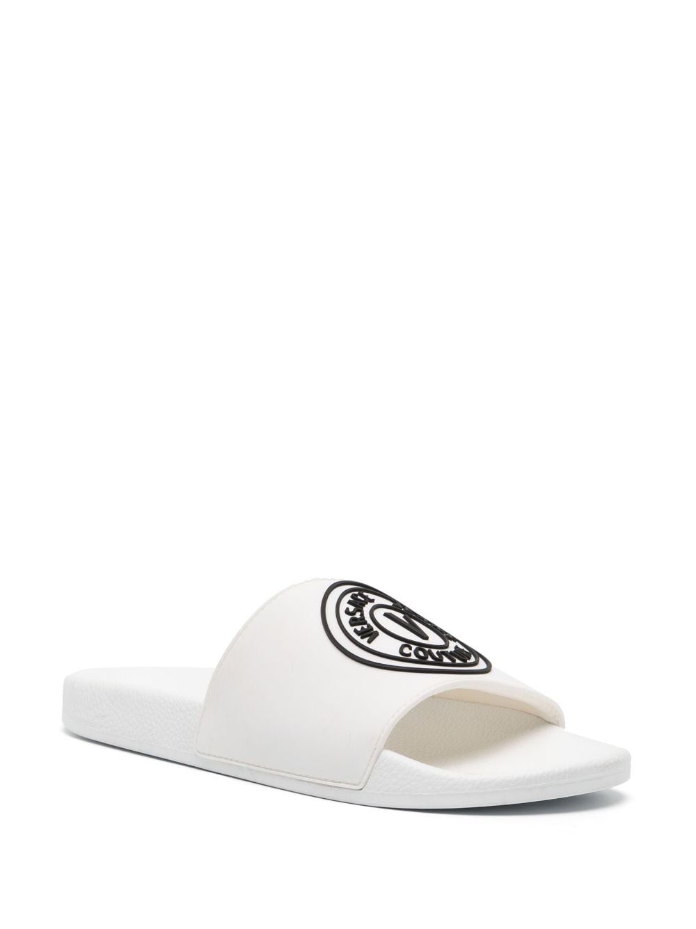 Shop Versace Jeans Couture Logo-embossed Slip-on Slides In White