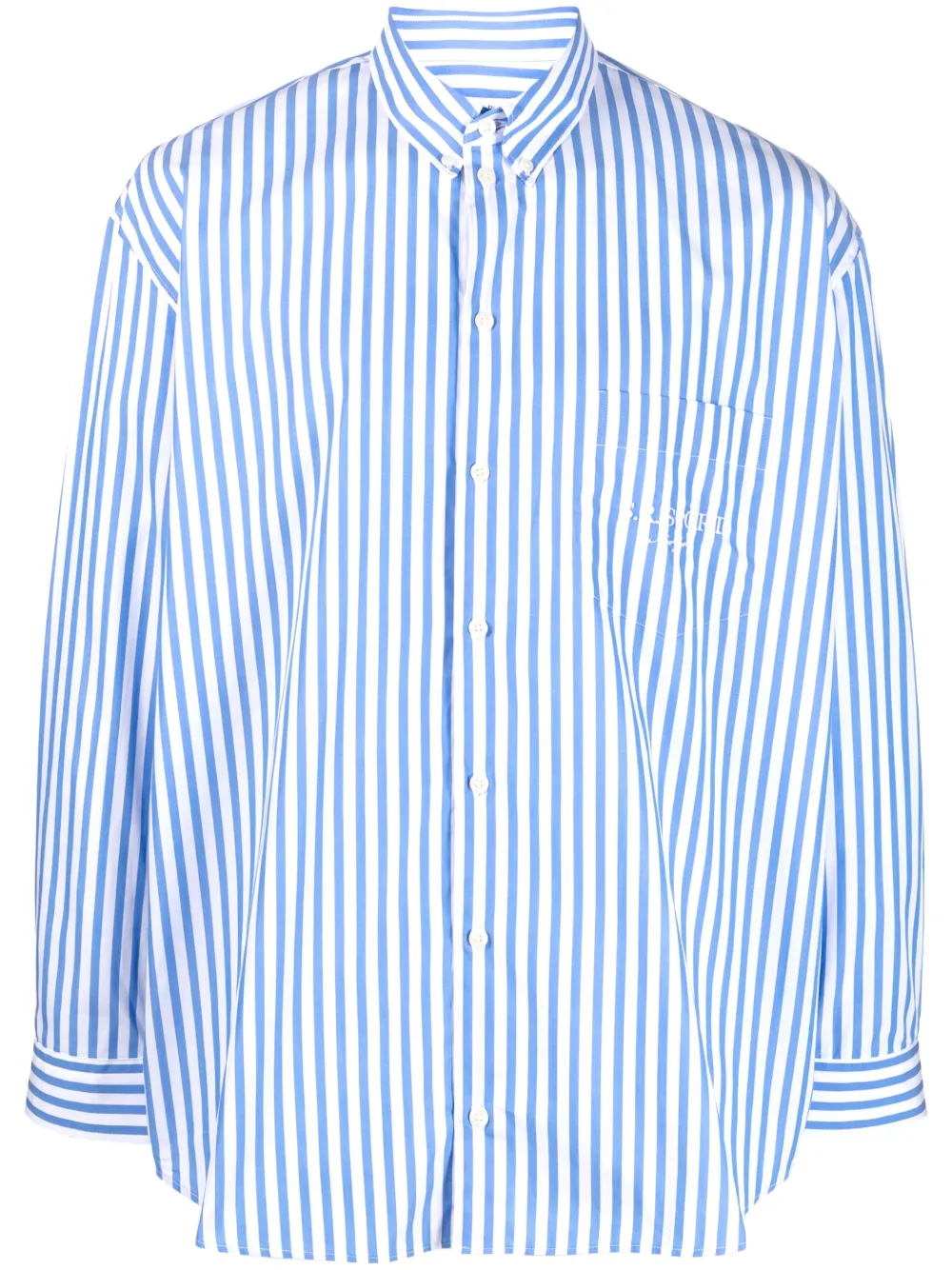 Sporty And Rich Sr Sport Striped Poplin Shirt In Blau