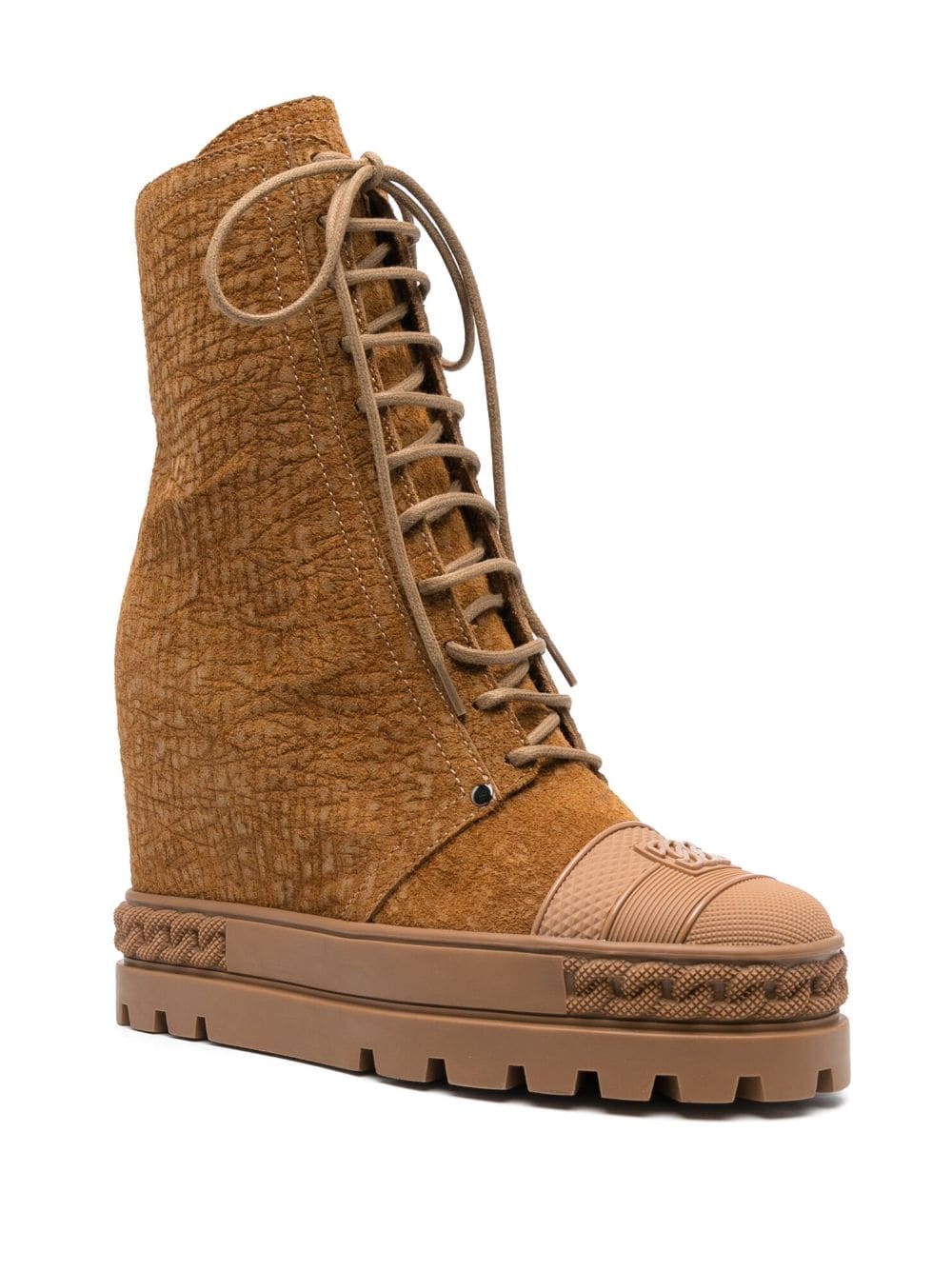 Shop Casadei 130mm Platform-wedge Ankle Boots In Brown