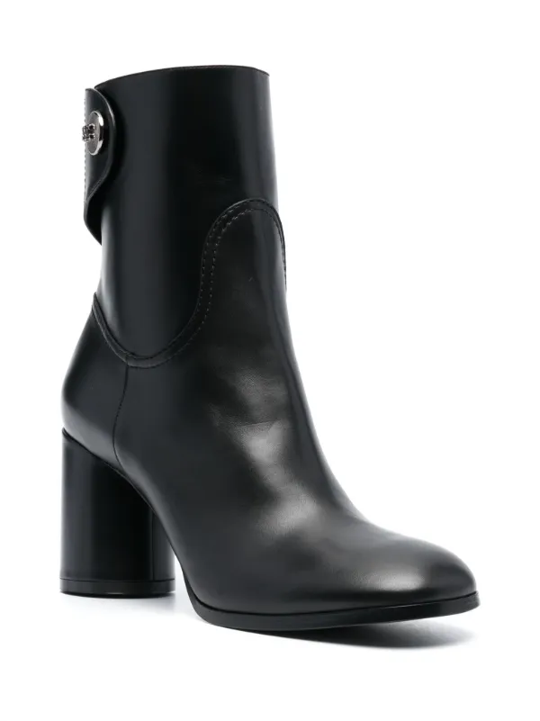 Casadei 90mm block-heel Leather Boots Black FARFETCH JO