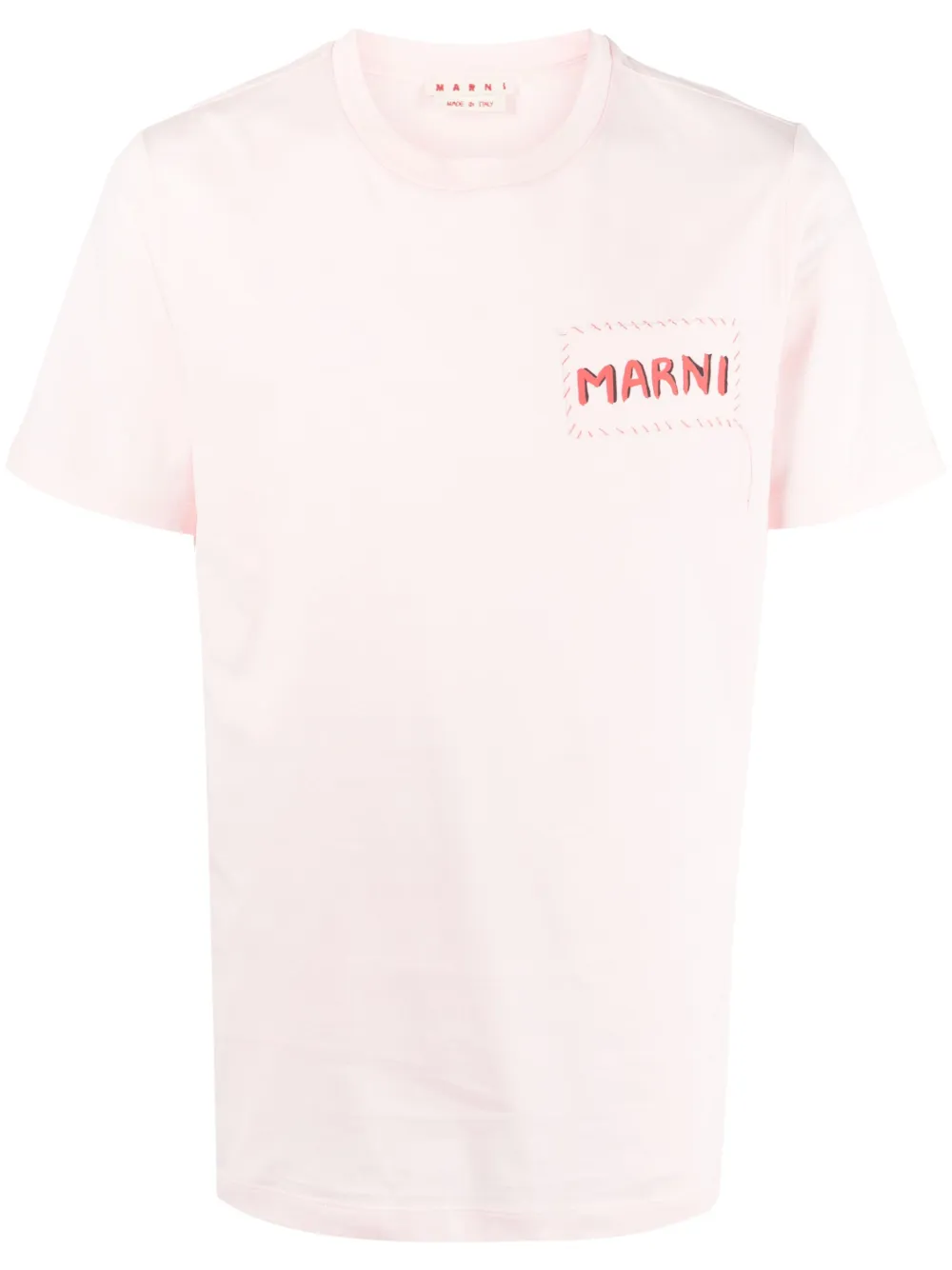 Shop Marni Logo-print Cotton T-shirt In Pink