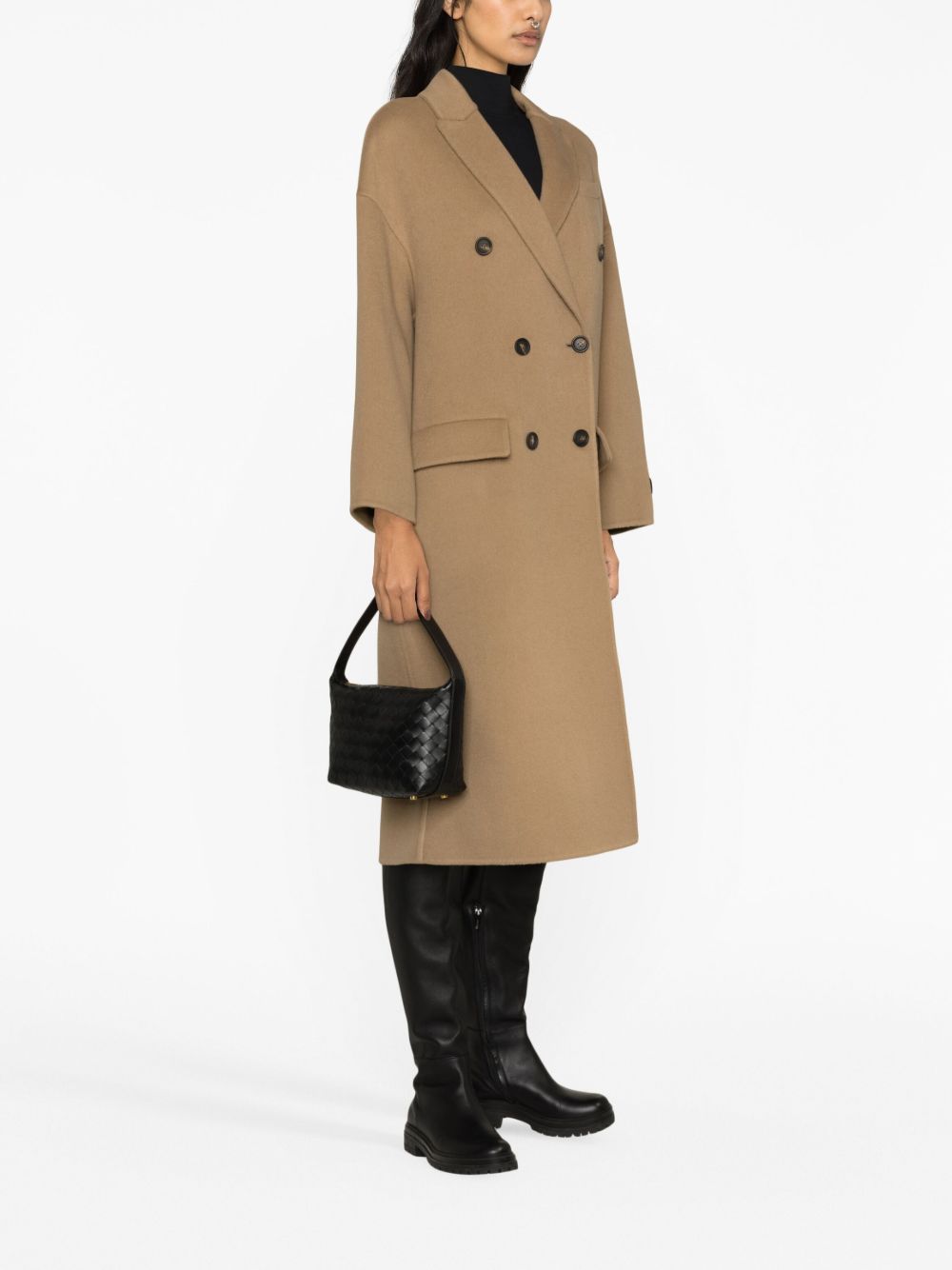 Shop Brunello Cucinelli Double-breasted Virgin-wool Coat In Brown