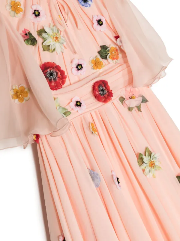 Dolce & Gabbana Kids floral-embroidery Silk Dress | Pink | FARFETCH