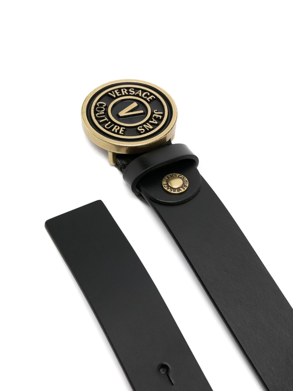 Shop Versace Jeans Couture Logo-buckle Leather Belt In Black