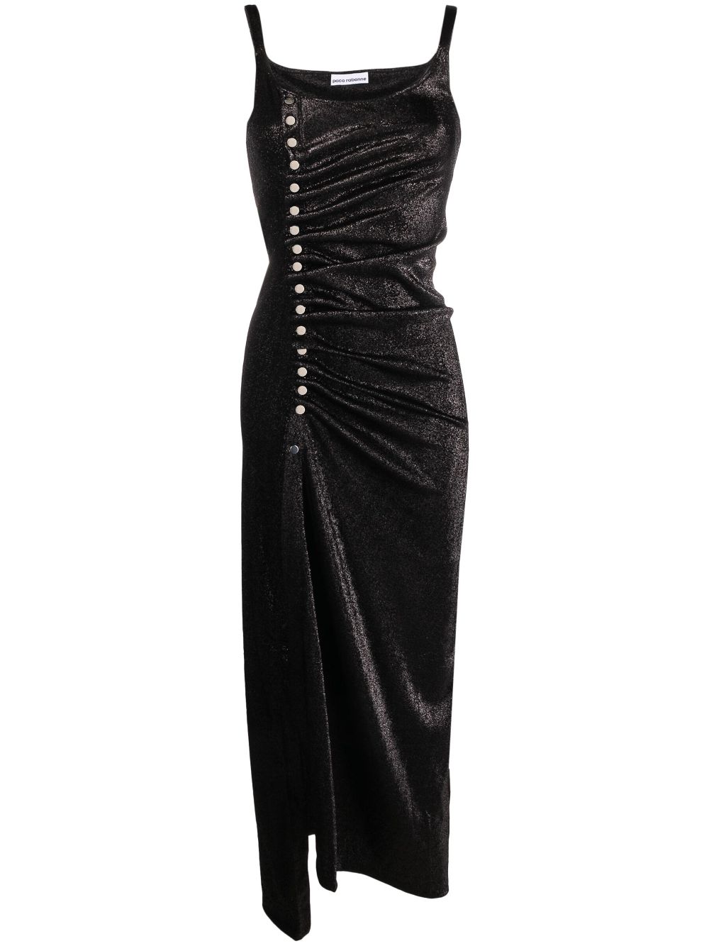 Rabanne stud-detailed metallic maxi dress – Black