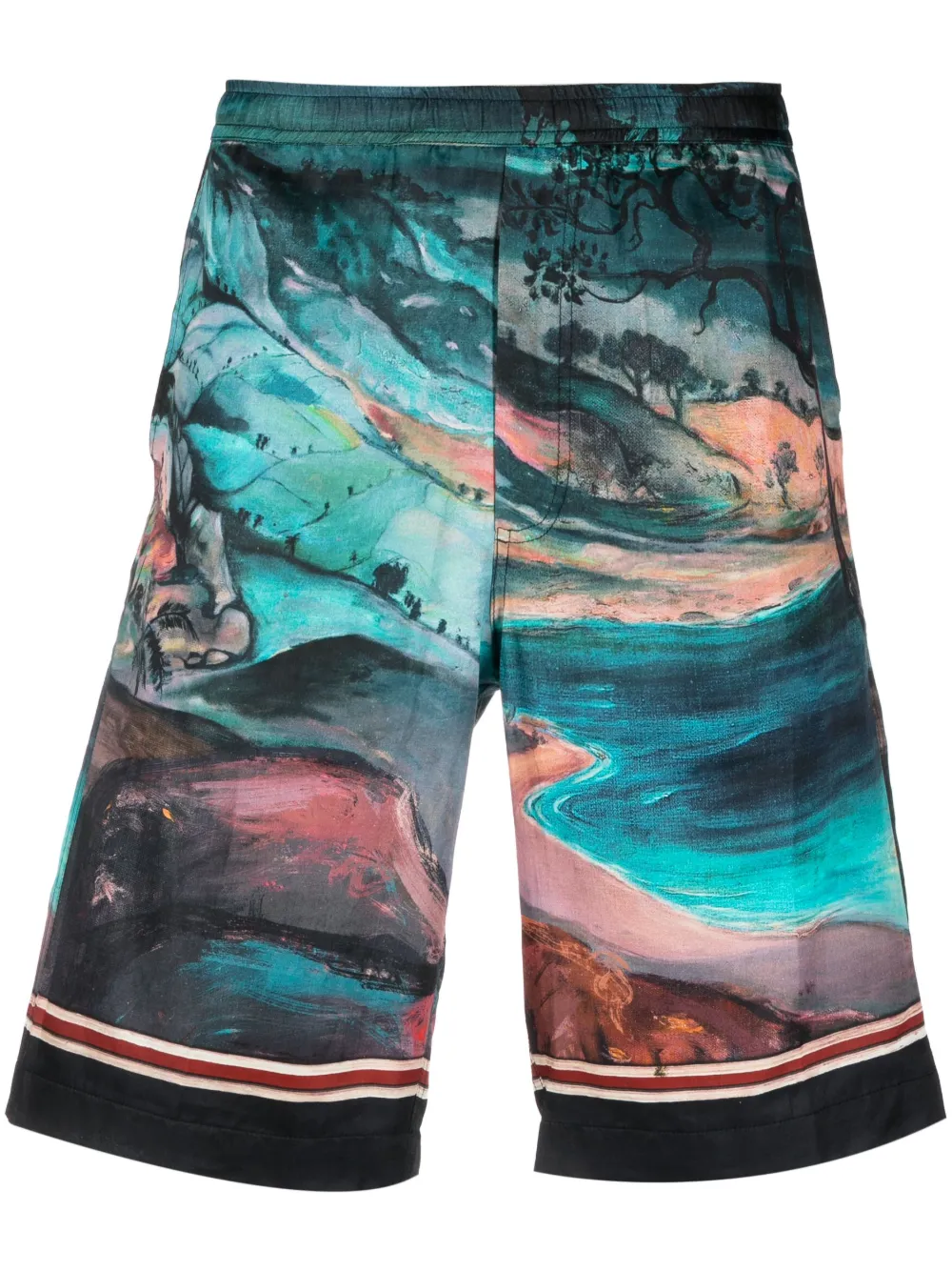 Endless Joy Dua Wanita Silk-cotton Bermuda Shorts In Blue