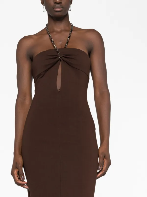 ワンピースその他 THE ATTICO Women Dresses 250WCA00397JJF006AA801 Brown The Attico Halterneck Midi Dress | Brown | FARFETCH