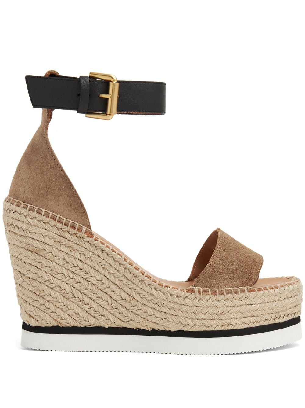 See By Chloé Glyn Bicolor Wedge Espadrille Sandals In Khaki