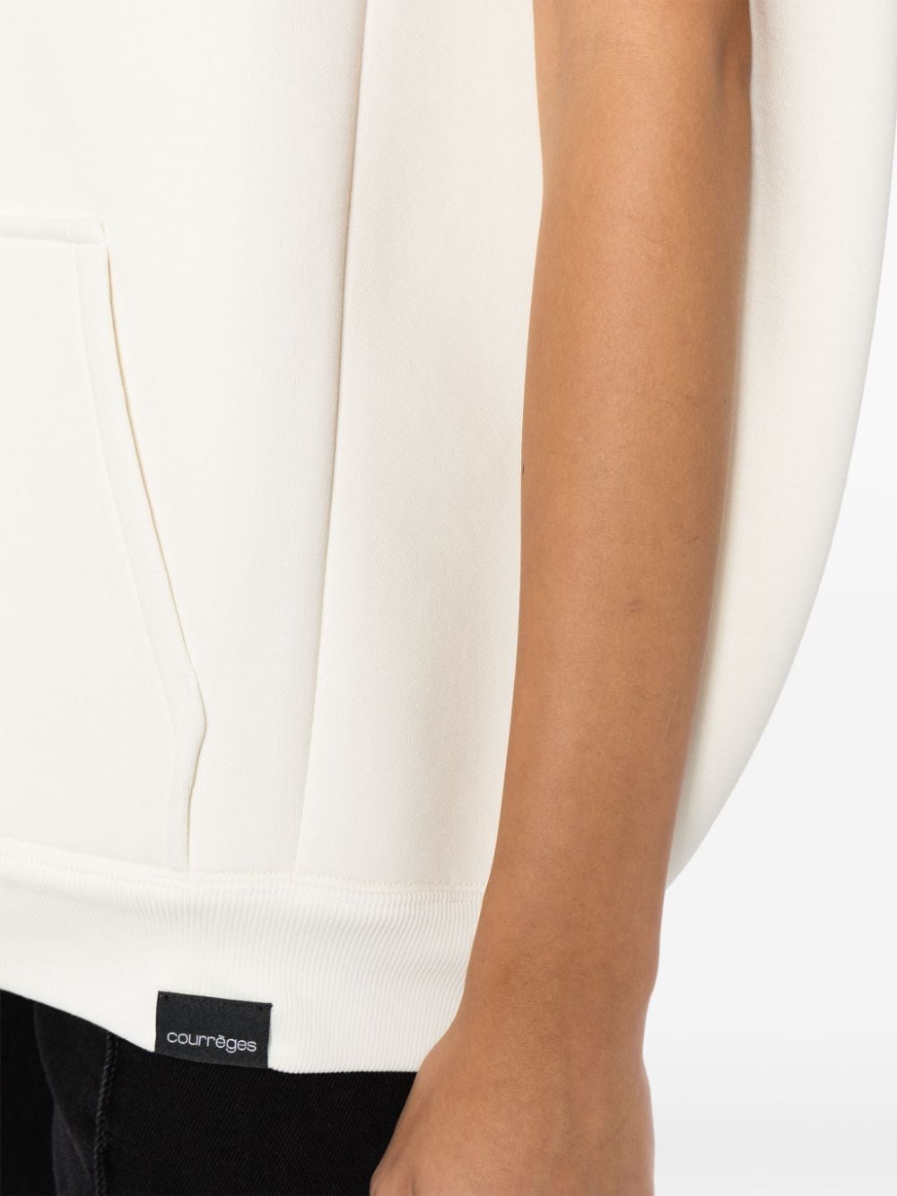 Shop Courrèges Sleeveless Drawstring Hoodie In White