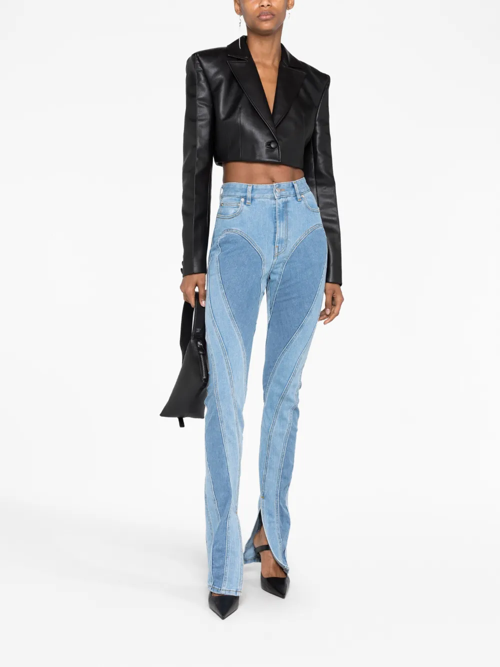 Mugler Spiral split-hem skinny jeans - Blauw