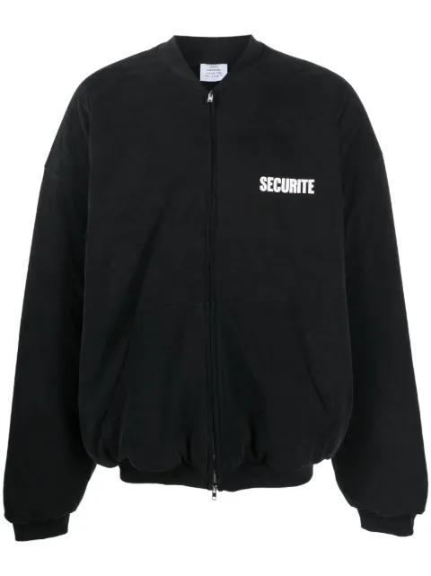 VETEMENTS slogan-print cotton bomber jacket