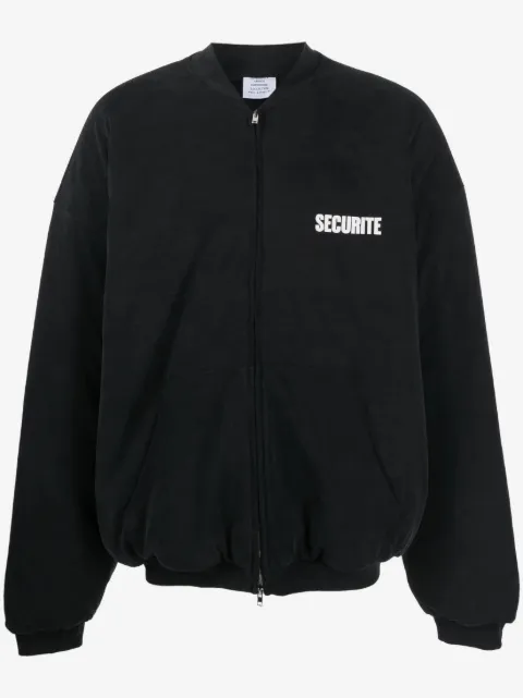 VETEMENTS slogan-print cotton bomber jacket