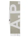 A.P.C. intarsia-knit logo scarf - Green