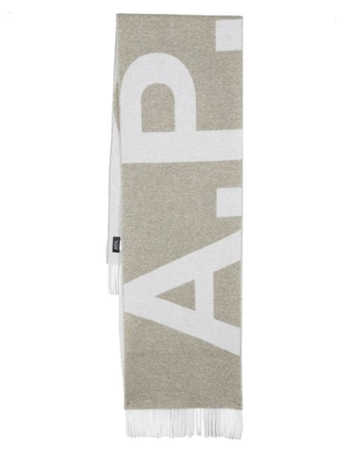A.P.C. bufanda tejida con logo en intarsia