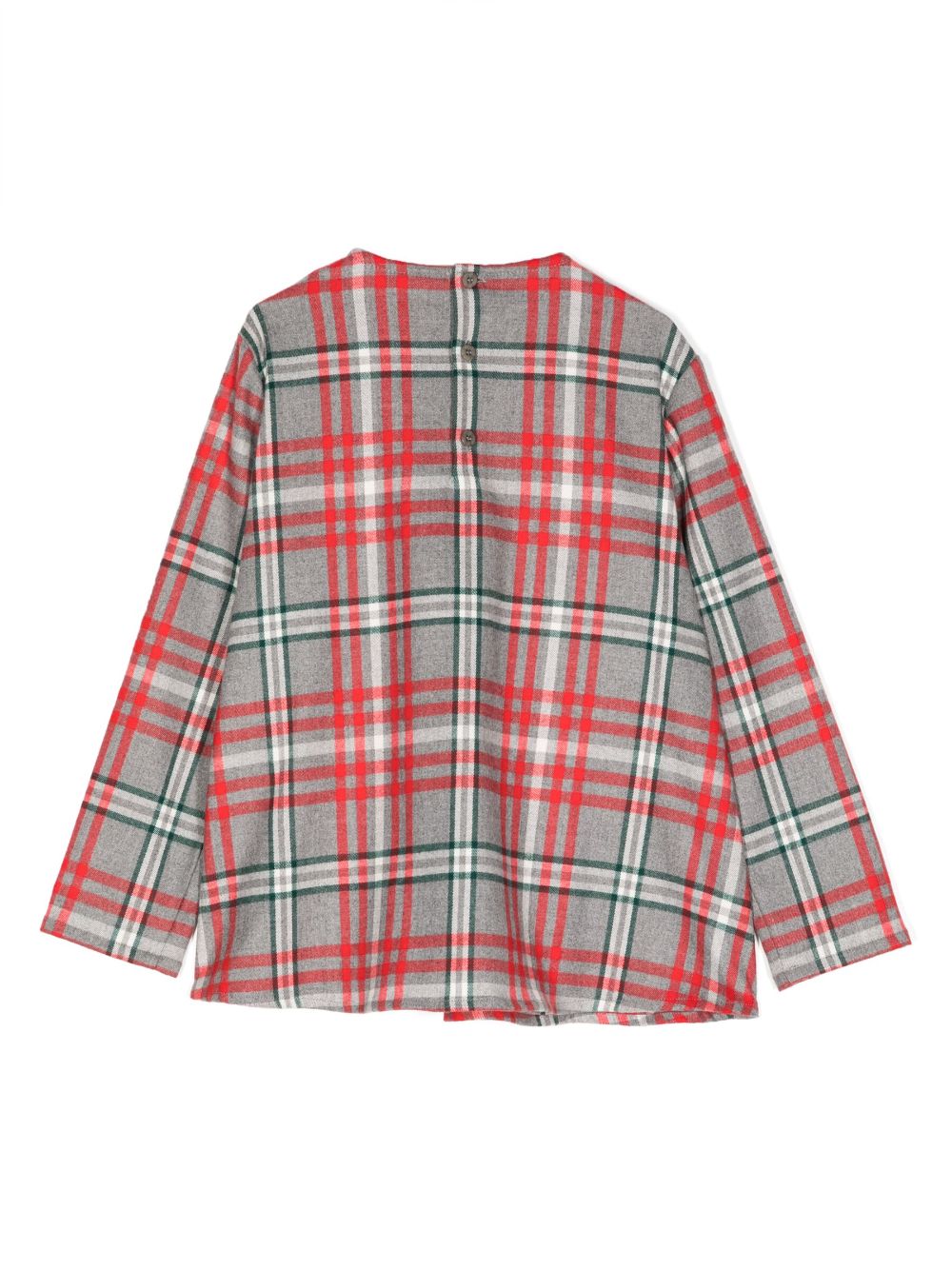 Il Gufo faux-fur-detail check pattern blouse - Grijs