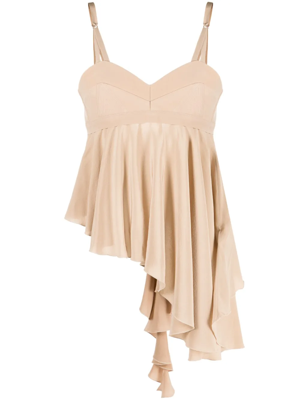 Victoria Beckham Ruffled Asymmetric Cami Top In Neutrals